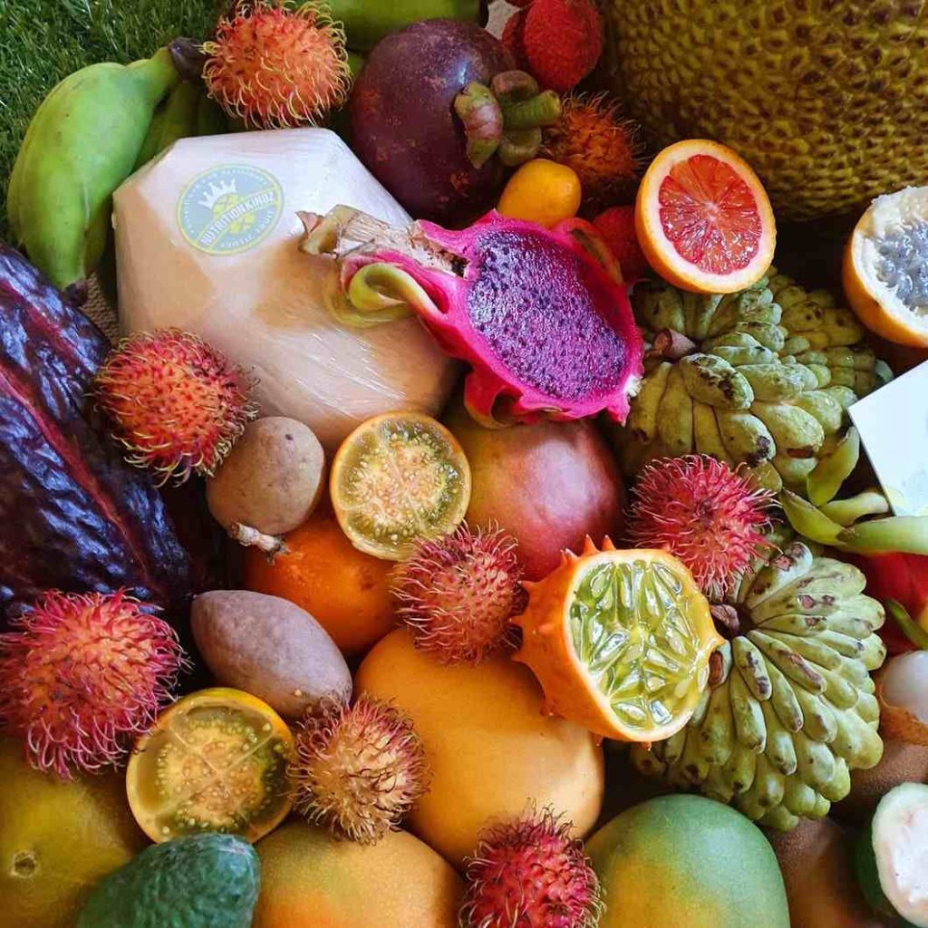 Assorted tropical fruits arrangement